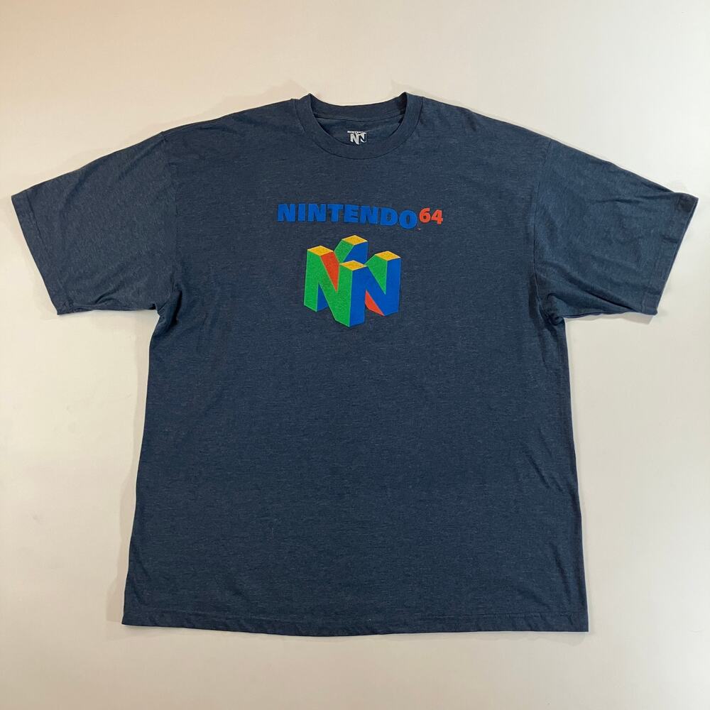 Nintendo 64 N64 Retro Gaming Logo T-Shirt Blue Heather Men's 3XL Tall